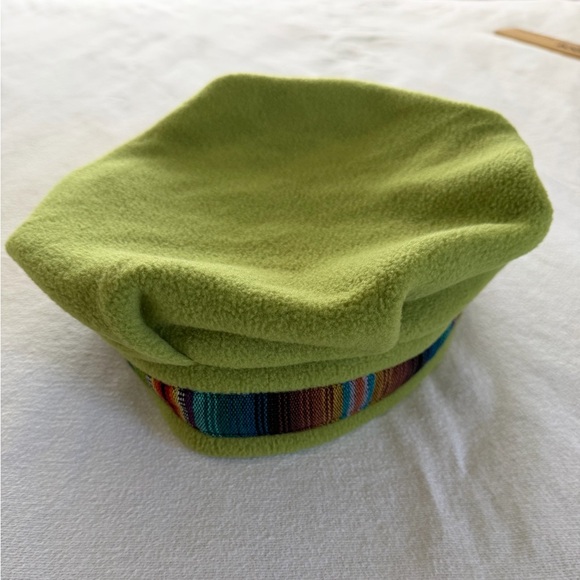 Lime Green Wool Beret with Rainbow Trim Festival Fairy Grunge main image 8